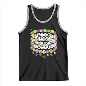 Funny Mardi Gras Throw Girl Life Tank Top Friendship Bracelet Beads TS11 Black Athletic Heather Print Your Wear