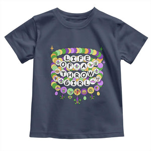 Funny Mardi Gras Throw Girl Life Toddler T Shirt Friendship Bracelet Beads TS11 Navy Print Your Wear