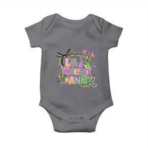 Funny Mardi Gras La Weezy Ana Baby Onesie New Orleans Festival Louisiana Map TS11 Charcoal Print Your Wear