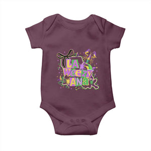 Funny Mardi Gras La Weezy Ana Baby Onesie New Orleans Festival Louisiana Map TS11 Maroon Print Your Wear