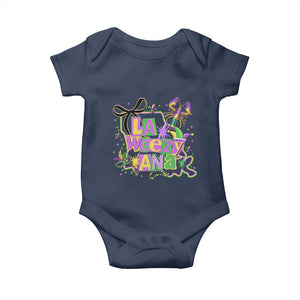 Funny Mardi Gras La Weezy Ana Baby Onesie New Orleans Festival Louisiana Map TS11 Navy Print Your Wear