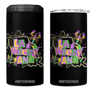 Funny Mardi Gras La Weezy Ana 4 in 1 Can Cooler Tumbler New Orleans Festival Louisiana Map TS11 One Size: 16 oz Black Print Your Wear