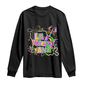 Funny Mardi Gras La Weezy Ana Long Sleeve Shirt New Orleans Festival Louisiana Map TS11 Black Print Your Wear