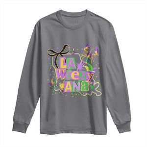 Funny Mardi Gras La Weezy Ana Long Sleeve Shirt New Orleans Festival Louisiana Map TS11 Charcoal Print Your Wear