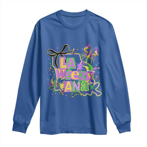 Funny Mardi Gras La Weezy Ana Long Sleeve Shirt New Orleans Festival Louisiana Map TS11 Royal Blue Print Your Wear