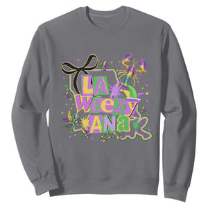 Funny Mardi Gras La Weezy Ana Sweatshirt New Orleans Festival Louisiana Map TS11 Charcoal Print Your Wear