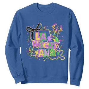 Funny Mardi Gras La Weezy Ana Sweatshirt New Orleans Festival Louisiana Map TS11 Royal Blue Print Your Wear