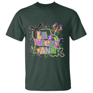 Funny Mardi Gras La Weezy Ana T Shirt New Orleans Festival Louisiana Map TS11 Dark Forest Green Print Your Wear