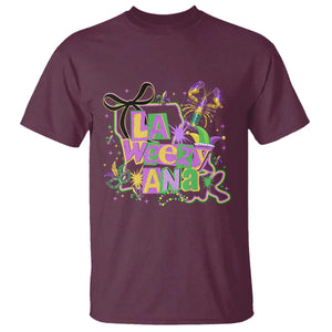 Funny Mardi Gras La Weezy Ana T Shirt New Orleans Festival Louisiana Map TS11 Maroon Print Your Wear