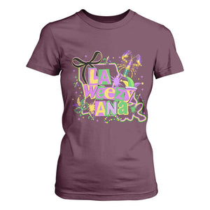 Funny Mardi Gras La Weezy Ana T Shirt For Women New Orleans Festival Louisiana Map TS11 Maroon Print Your Wear