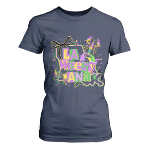 Funny Mardi Gras La Weezy Ana T Shirt For Women New Orleans Festival Louisiana Map TS11 Navy Print Your Wear