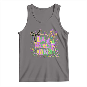 Funny Mardi Gras La Weezy Ana Tank Top New Orleans Festival Louisiana Map TS11 Deep Heather Print Your Wear