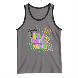 Funny Mardi Gras La Weezy Ana Tank Top New Orleans Festival Louisiana Map TS11 Deep Heather Black Print Your Wear