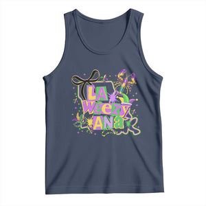 Funny Mardi Gras La Weezy Ana Tank Top New Orleans Festival Louisiana Map TS11 Navy Print Your Wear