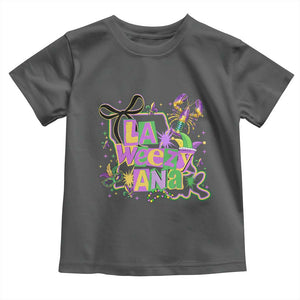Funny Mardi Gras La Weezy Ana Toddler T Shirt New Orleans Festival Louisiana Map TS11 Dark Heather Print Your Wear