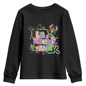 Funny Mardi Gras La Weezy Ana Youth Sweatshirt New Orleans Festival Louisiana Map TS11 Black Print Your Wear