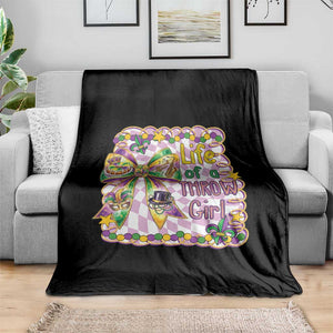 Funny Mardi Gras Throw Girl Life Throw Blanket Coquette Bow Carnival TS11 Print Your Wear