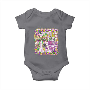 Funny Mardi Gras Throw Girl Life Baby Onesie Coquette Bow Carnival TS11 Charcoal Print Your Wear