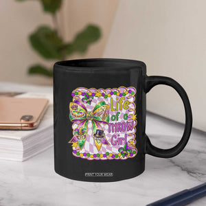 Funny Mardi Gras Throw Girl Life Coffee Mug Coquette Bow Carnival TS11 Print Your Wear