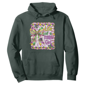 Funny Mardi Gras Throw Girl Life Hoodie Coquette Bow Carnival TS11 Dark Forest Green Print Your Wear