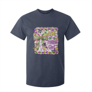 Funny Mardi Gras Throw Girl Life T Shirt For Kid Coquette Bow Carnival TS11 Navy Print Your Wear
