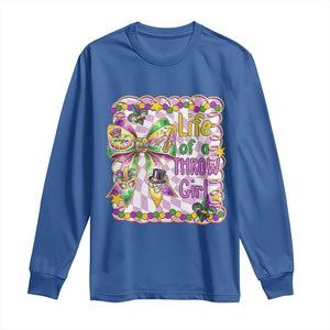 Funny Mardi Gras Throw Girl Life Long Sleeve Shirt Coquette Bow Carnival TS11 Royal Blue Print Your Wear