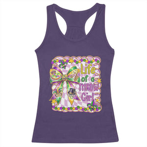 Funny Mardi Gras Throw Girl Life Racerback Tank Top Coquette Bow Carnival TS11 Purple Print Your Wear