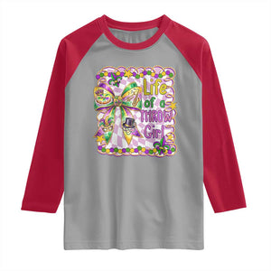 Funny Mardi Gras Throw Girl Life Raglan Shirt Coquette Bow Carnival TS11 Sport Gray Red Print Your Wear