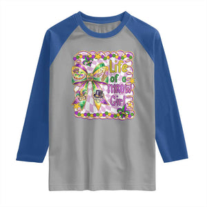 Funny Mardi Gras Throw Girl Life Raglan Shirt Coquette Bow Carnival TS11 Sport Gray Royal Print Your Wear