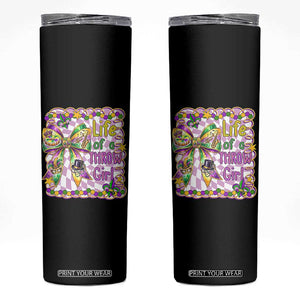 Funny Mardi Gras Throw Girl Life Skinny Tumbler Coquette Bow Carnival TS11 Black Print Your Wear