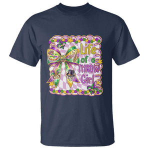 Funny Mardi Gras Throw Girl Life T Shirt Coquette Bow Carnival TS11 Navy Print Your Wear