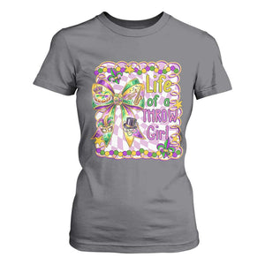 Funny Mardi Gras Throw Girl Life T Shirt For Women Coquette Bow Carnival TS11 Charcoal Print Your Wear