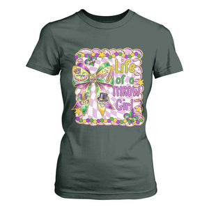 Funny Mardi Gras Throw Girl Life T Shirt For Women Coquette Bow Carnival TS11 Dark Forest Green Print Your Wear