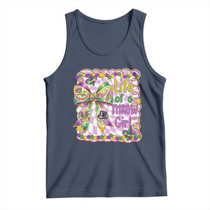 Funny Mardi Gras Throw Girl Life Tank Top Coquette Bow Carnival TS11 Navy Print Your Wear