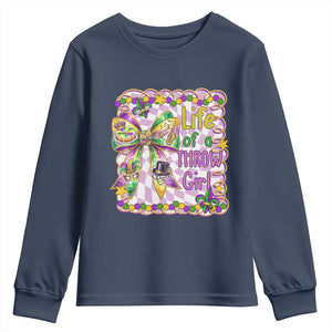 Funny Mardi Gras Throw Girl Life Youth Sweatshirt Coquette Bow Carnival TS11 Navy Print Your Wear