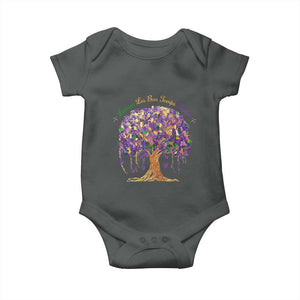 Mardi Gras Tree Brushstroke Graphic Baby Onesie Laissez Les Bon Temps Rouler TS11 Dark Heather Print Your Wear