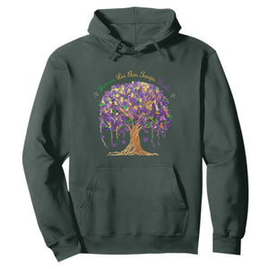 Mardi Gras Tree Brushstroke Graphic Hoodie Laissez Les Bon Temps Rouler TS11 Dark Forest Green Print Your Wear