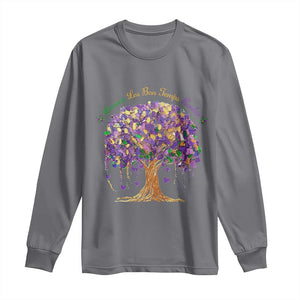 Mardi Gras Tree Brushstroke Graphic Long Sleeve Shirt Laissez Les Bon Temps Rouler TS11 Charcoal Print Your Wear