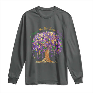 Mardi Gras Tree Brushstroke Graphic Long Sleeve Shirt Laissez Les Bon Temps Rouler TS11 Dark Heather Print Your Wear