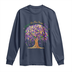 Mardi Gras Tree Brushstroke Graphic Long Sleeve Shirt Laissez Les Bon Temps Rouler TS11 Navy Print Your Wear