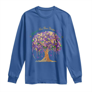 Mardi Gras Tree Brushstroke Graphic Long Sleeve Shirt Laissez Les Bon Temps Rouler TS11 Royal Blue Print Your Wear