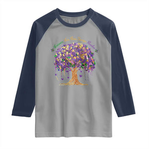 Mardi Gras Tree Brushstroke Graphic Raglan Shirt Laissez Les Bon Temps Rouler TS11 Sport Gray Navy Print Your Wear