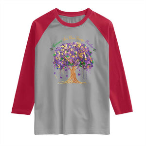 Mardi Gras Tree Brushstroke Graphic Raglan Shirt Laissez Les Bon Temps Rouler TS11 Sport Gray Red Print Your Wear