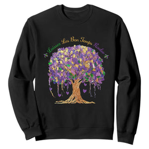 Mardi Gras Tree Brushstroke Graphic Sweatshirt Laissez Les Bon Temps Rouler TS11 Black Print Your Wear