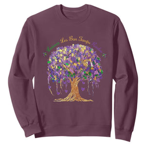 Mardi Gras Tree Brushstroke Graphic Sweatshirt Laissez Les Bon Temps Rouler TS11 Maroon Print Your Wear