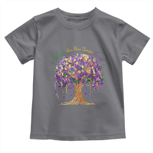 Mardi Gras Tree Brushstroke Graphic Toddler T Shirt Laissez Les Bon Temps Rouler TS11 Charcoal Print Your Wear