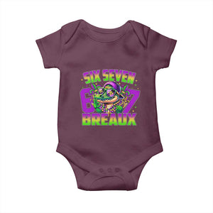 Mardi Gras Six Seven Breaux Baby Onesie Funny Mardigator Alligator 6 7 Meme TS11 Maroon Print Your Wear