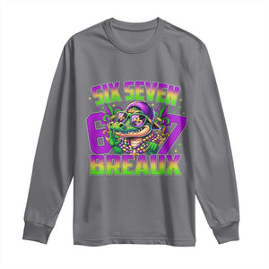 Mardi Gras Six Seven Breaux Long Sleeve Shirt Funny Mardigator Alligator 6 7 Meme TS11 Charcoal Print Your Wear