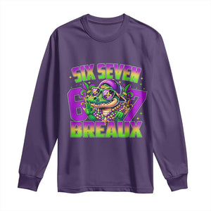 Mardi Gras Six Seven Breaux Long Sleeve Shirt Funny Mardigator Alligator 6 7 Meme TS11 Purple Print Your Wear