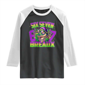 Mardi Gras Six Seven Breaux Raglan Shirt Funny Mardigator Alligator 6 7 Meme TS11 Black White Print Your Wear